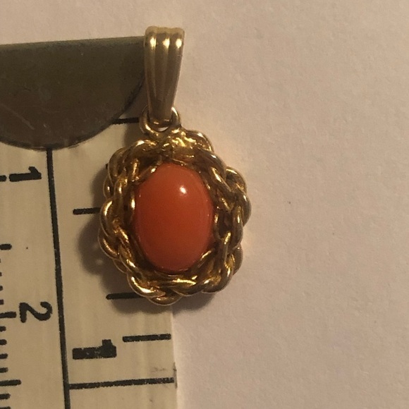 vtg Cabochon Coral 1/20 12k Gold Filled Nest Pendant Approx .9” - Picture 4 of 4